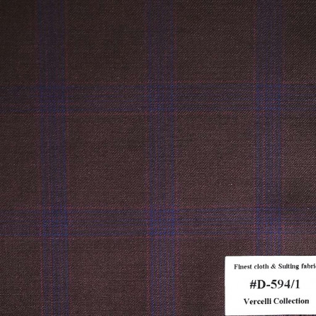 D-594/1 Vercelli V9 - Vải Suit 95% Wool - Đỏ Caro